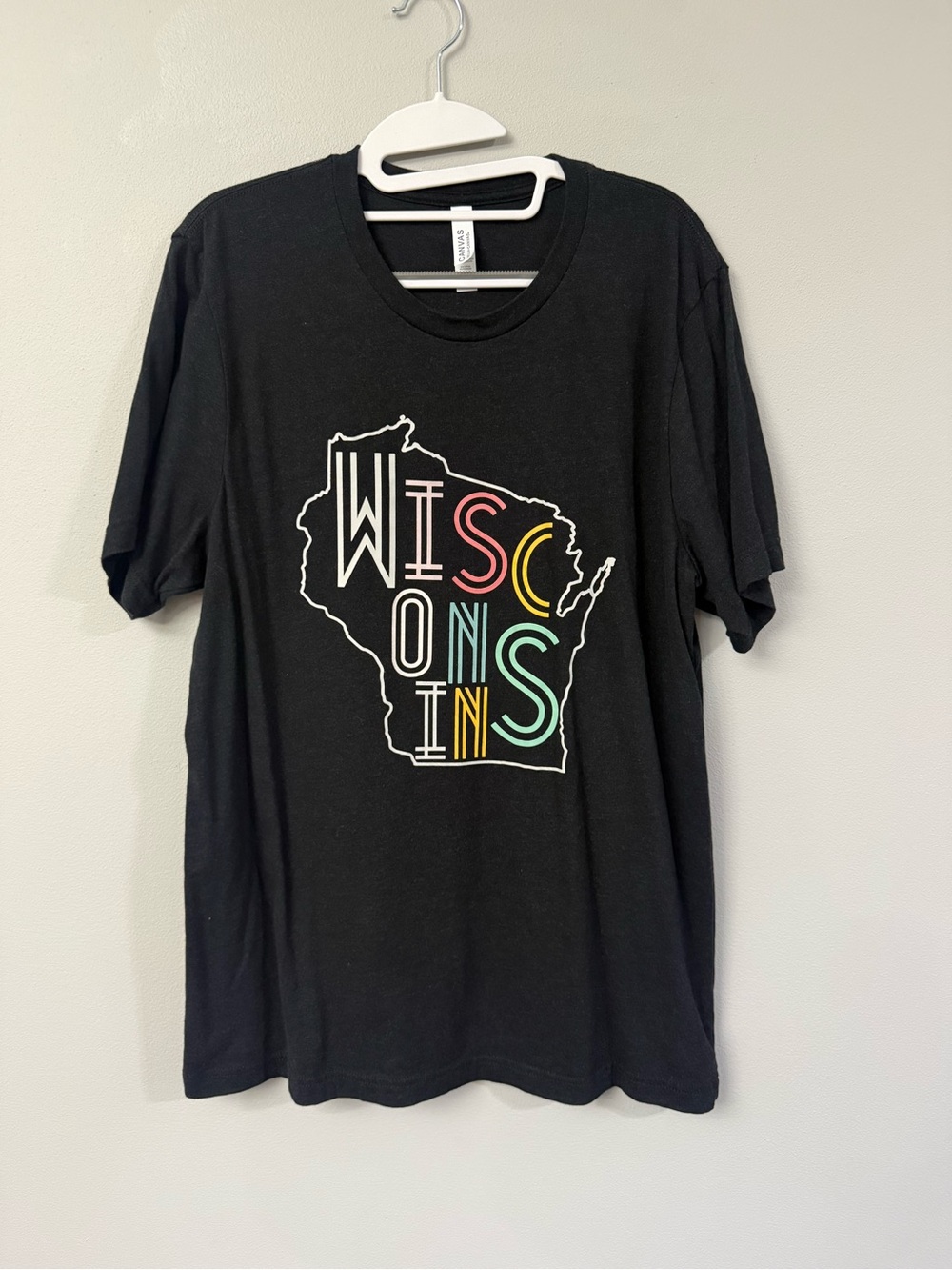Bella Canvas Black Wisconsin Neon Outline Tee